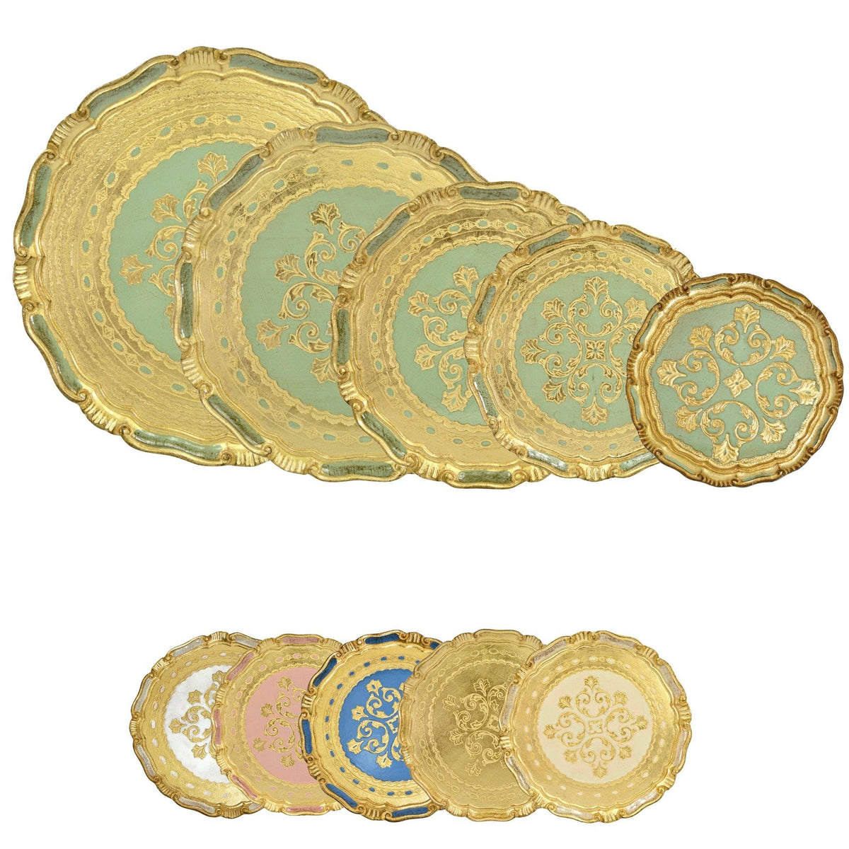 Florentine Carved Gilded Wood Circle Tray | Made in Tuscany