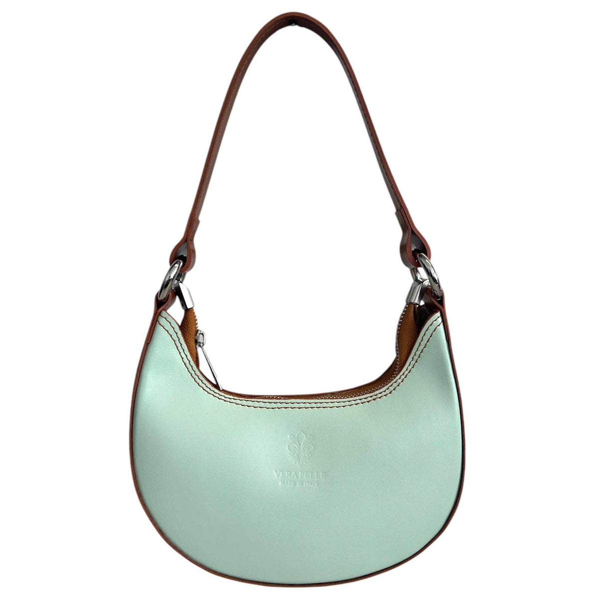 Modarno Women's Handbag with Removable Handle Bicolor in Genuine Cowhide Leather 21x5x12 cm | Made in Italy