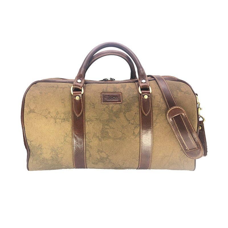 Hand Buffered Leather and Canvas Travel Bag, Black | Made in Tuscany