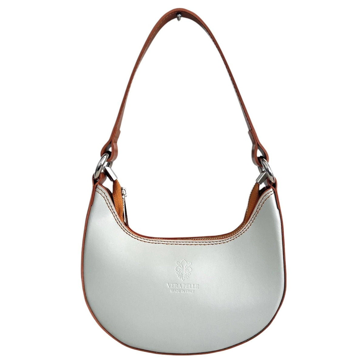 Modarno Women's Handbag with Removable Handle Bicolor in Genuine Cowhide Leather 21x5x12 cm | Made in Italy