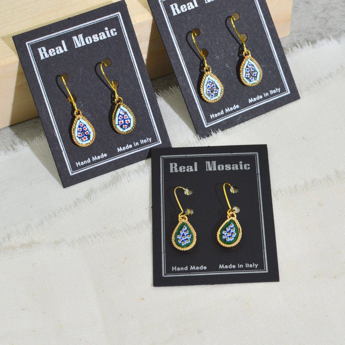 Florentine Micro Mosaic Small Teardrop Earrings | Made in Tuscany