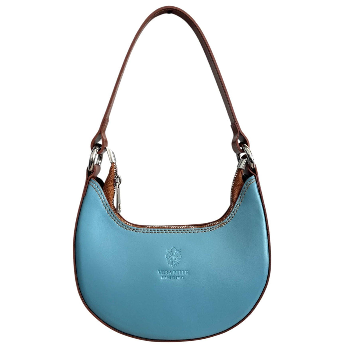 Modarno Women's Handbag with Removable Handle Bicolor in Genuine Cowhide Leather 21x5x12 cm | Made in Italy