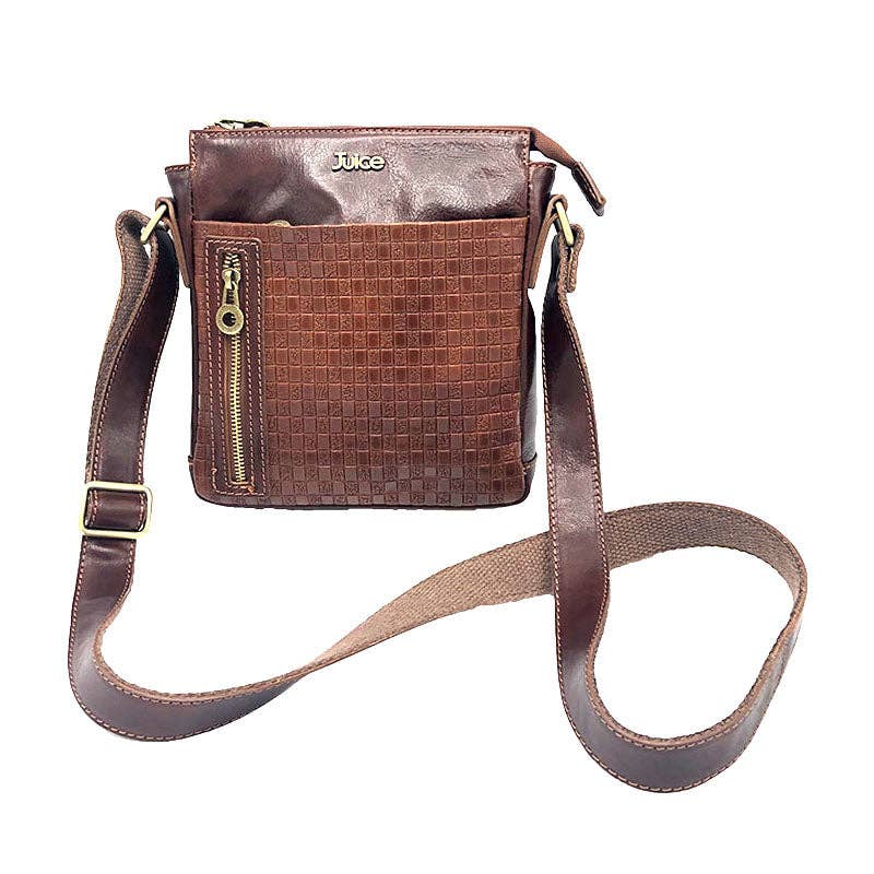 Small Hand Buffered Leather Shoulder Bag with Zip Closure | Made in Tuscany