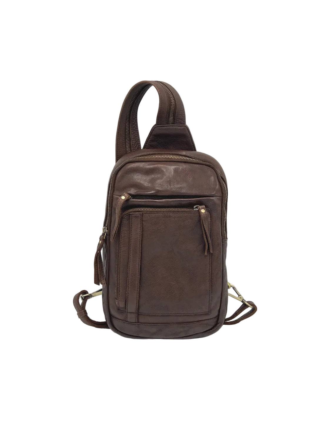 Men's Genuine Leather Convertible Backpack Crossbody Bag | Made in Italy