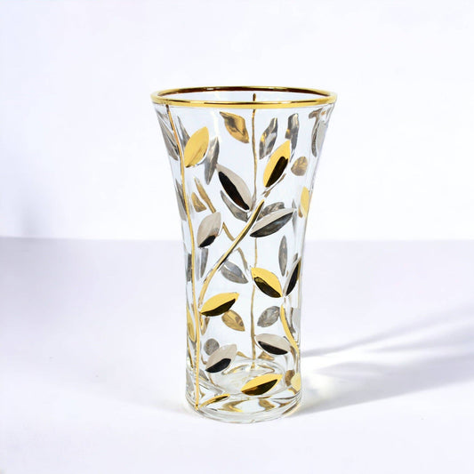Italian Crystal Small Flowervine Vase, Platinum and Gold | Made in Venice