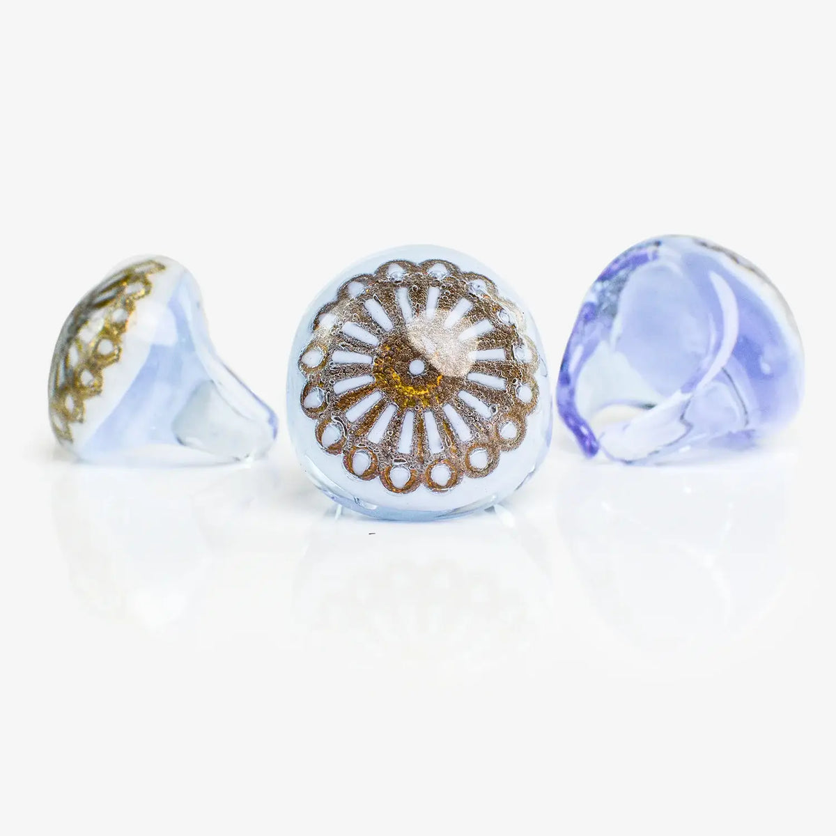 Murano Glass Lace Ring, Black & Lilac | Made in Venice