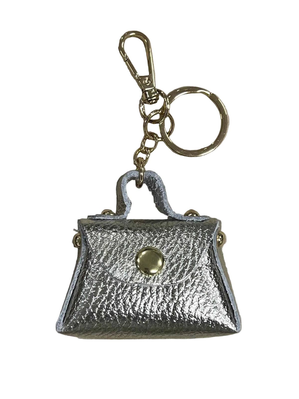 Detachable Genuine Leather Tiny Tote Coin Pouch Keychain | Made in Tuscany