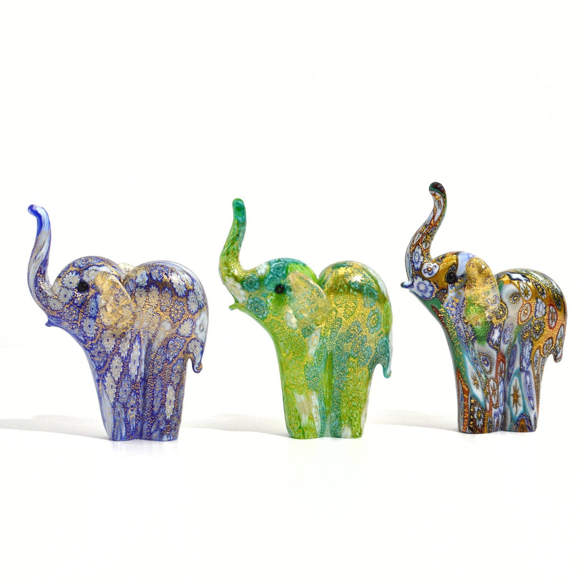 Murano Glass Elephant Figurine, Millefiori with 24k Gold | Made in Venice
