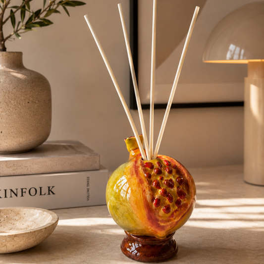 Italian Ceramic Pomegranate Reed Diffuser 3" - Capodimonte | Made in Campania