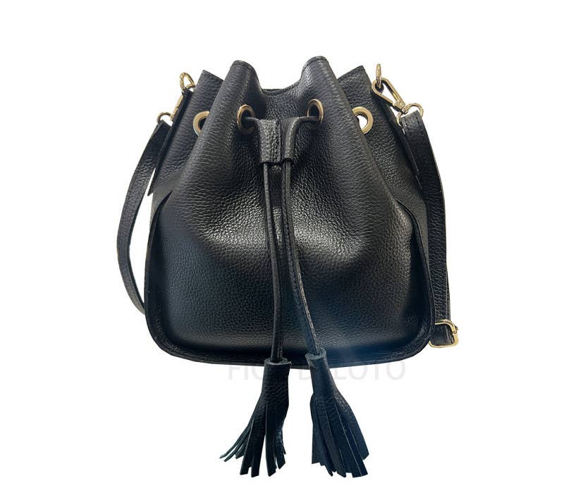 Maggie Italian Leather Bucket Bag Cross Body Purse | Made in Tuscany