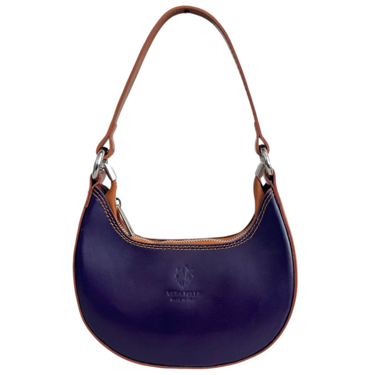 Modarno Women's Handbag with Removable Handle Bicolor in Genuine Cowhide Leather 21x5x12 cm | Made in Italy