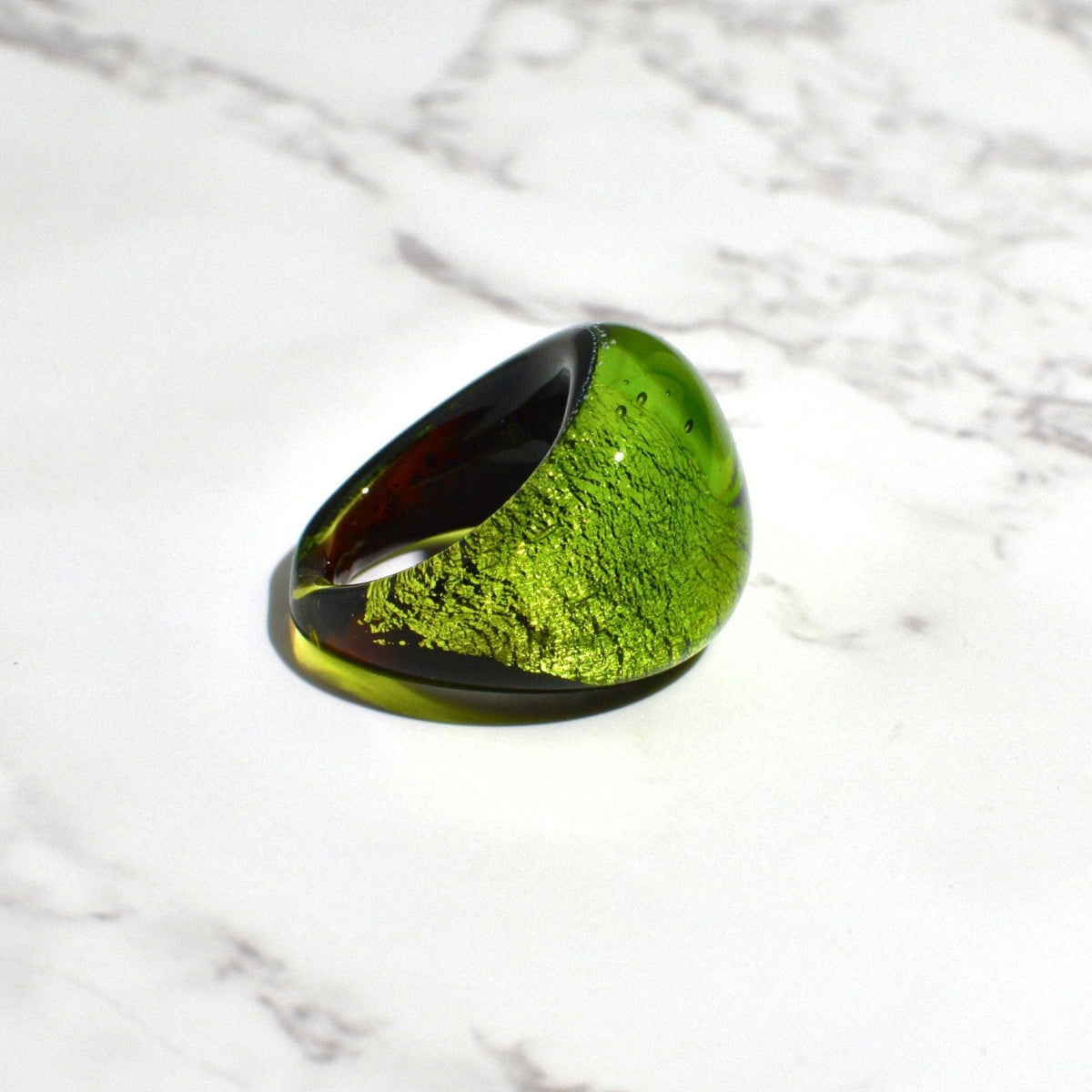 Murano Glass Arno Statement Ring, Cobalt, Teal, Silver | Made in Venice