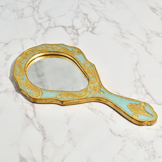 Florentine Wood Oval Hand Mirror | Made in Tuscany