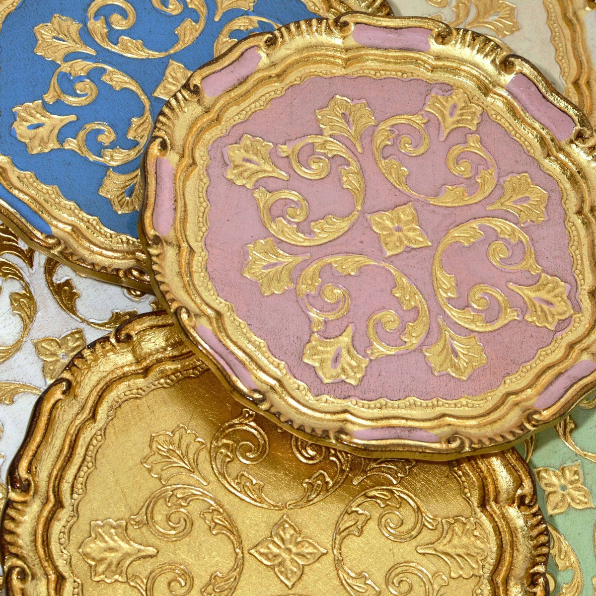 Florentine Carved Gilded Wood Circle Tray | Made in Tuscany