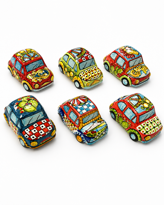Handcrafted Sicilian Ceramic Fiat 500 – 4.5 Inch Assorted Designs | Made in Sicily