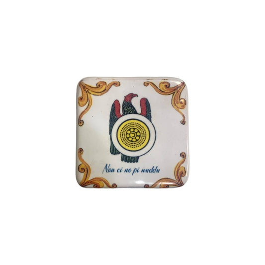 Sicilian Ceramic Brick Magnet – Asso di Denari, 2" x 2" | Made in Sicily