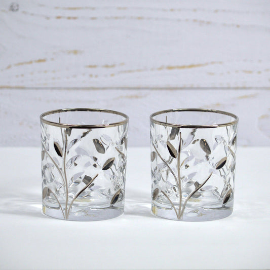 Flowervine Short Drink Glasses, Italian Crystal with Platinum | Made in Venice