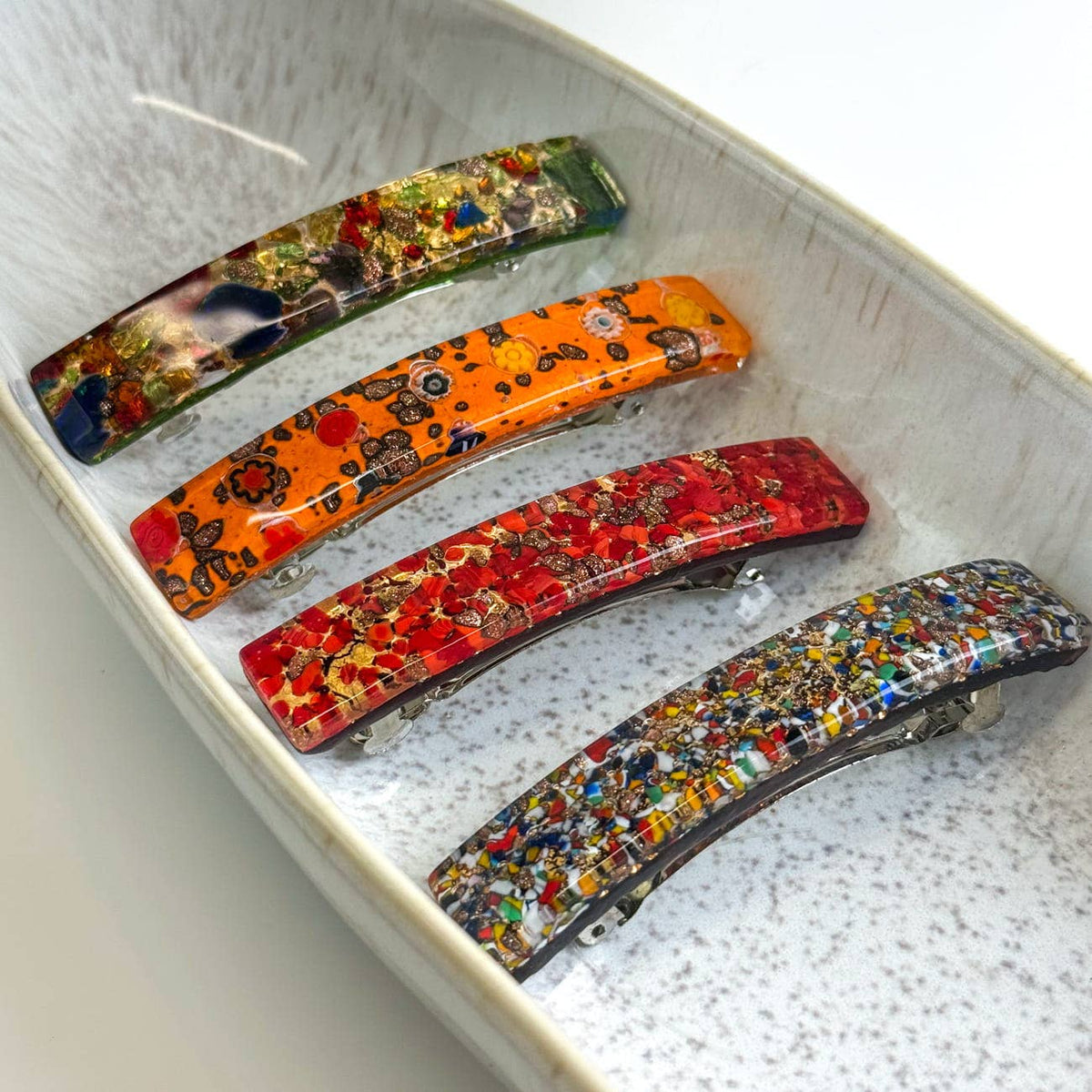 Murano Glass Hair Barrette, Assorted Colors | Made in Venice