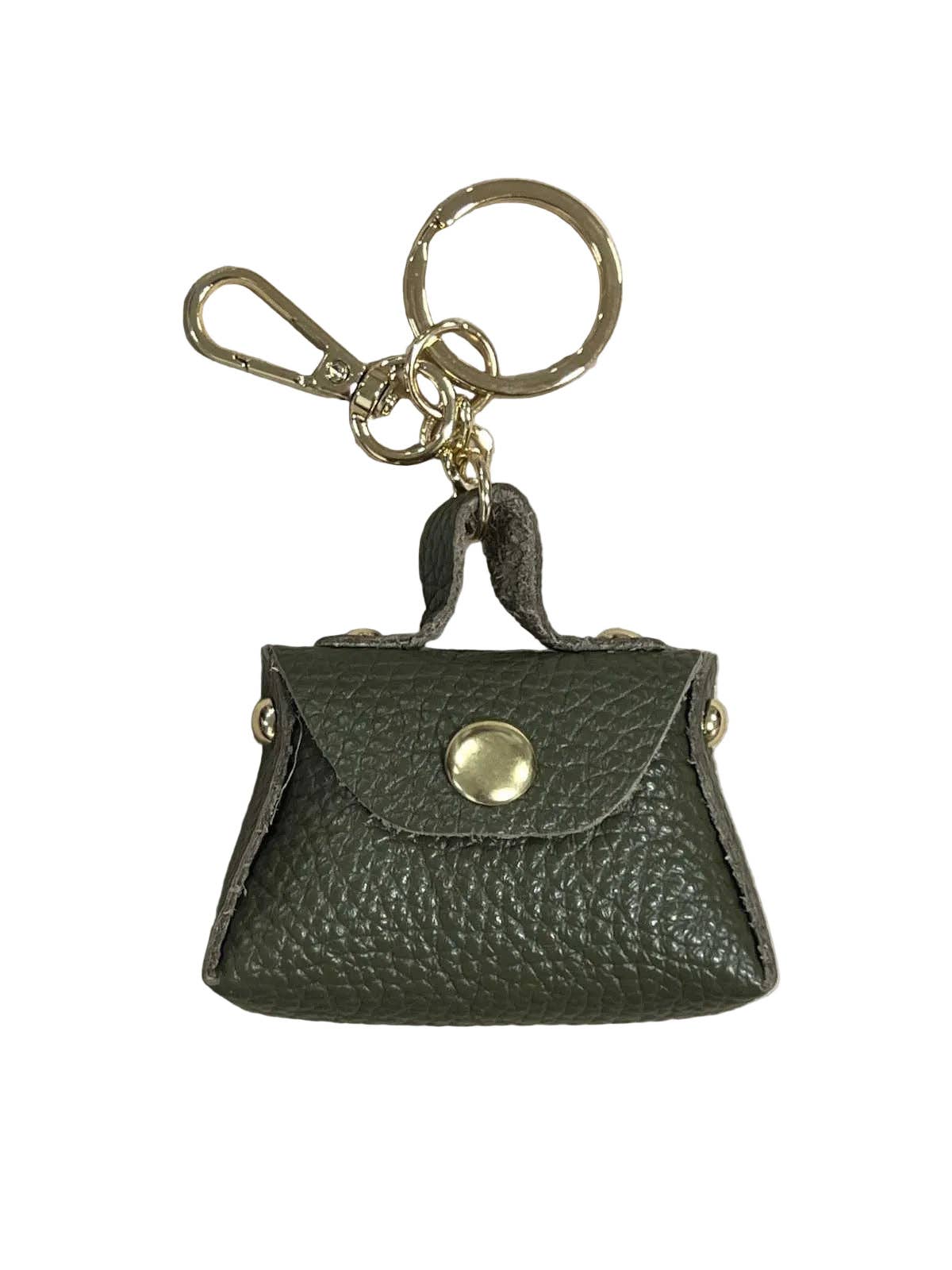 Detachable Genuine Leather Tiny Tote Coin Pouch Keychain | Made in Tuscany