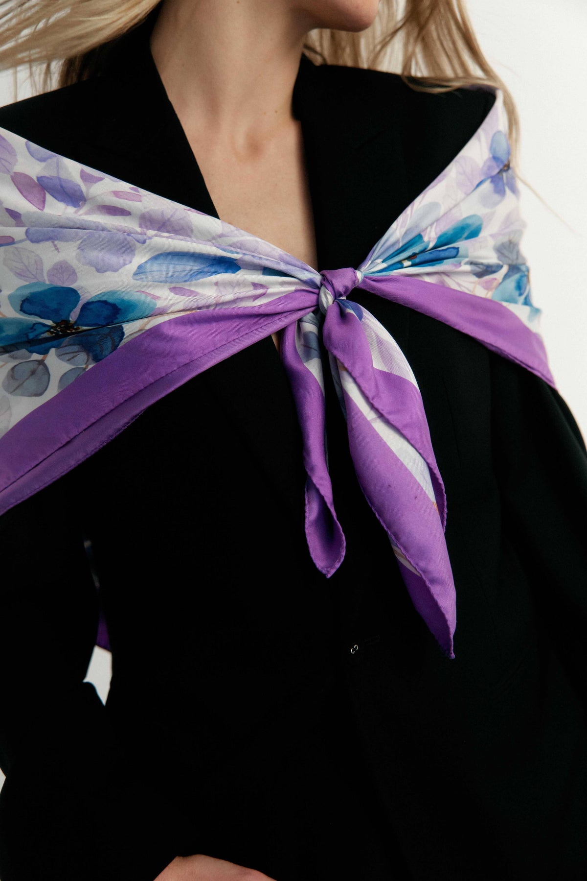 Purple Floral Silk Scarf | Made in Lombardy