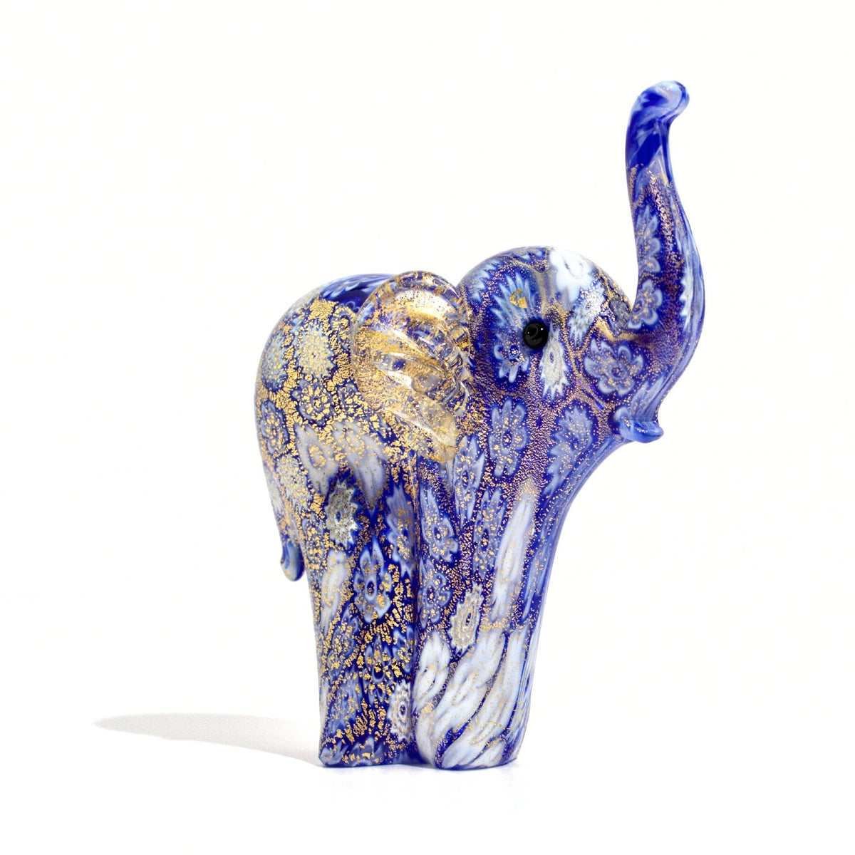 Murano Glass Elephant Figurine, Millefiori with 24k Gold | Made in Venice