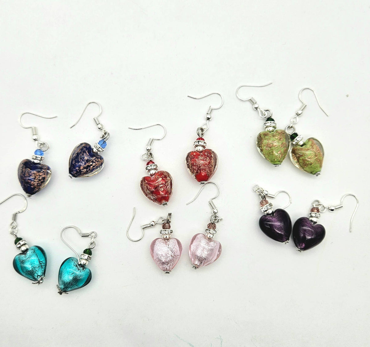 Heart Murano Glass Hanging Earring - Assorted Colors | Made in Venice
