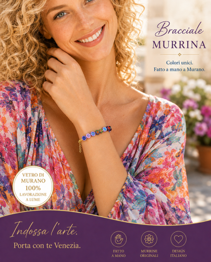 Millefiori Piatta Murano Glass Bracelet with Clasp | Made in Venice
