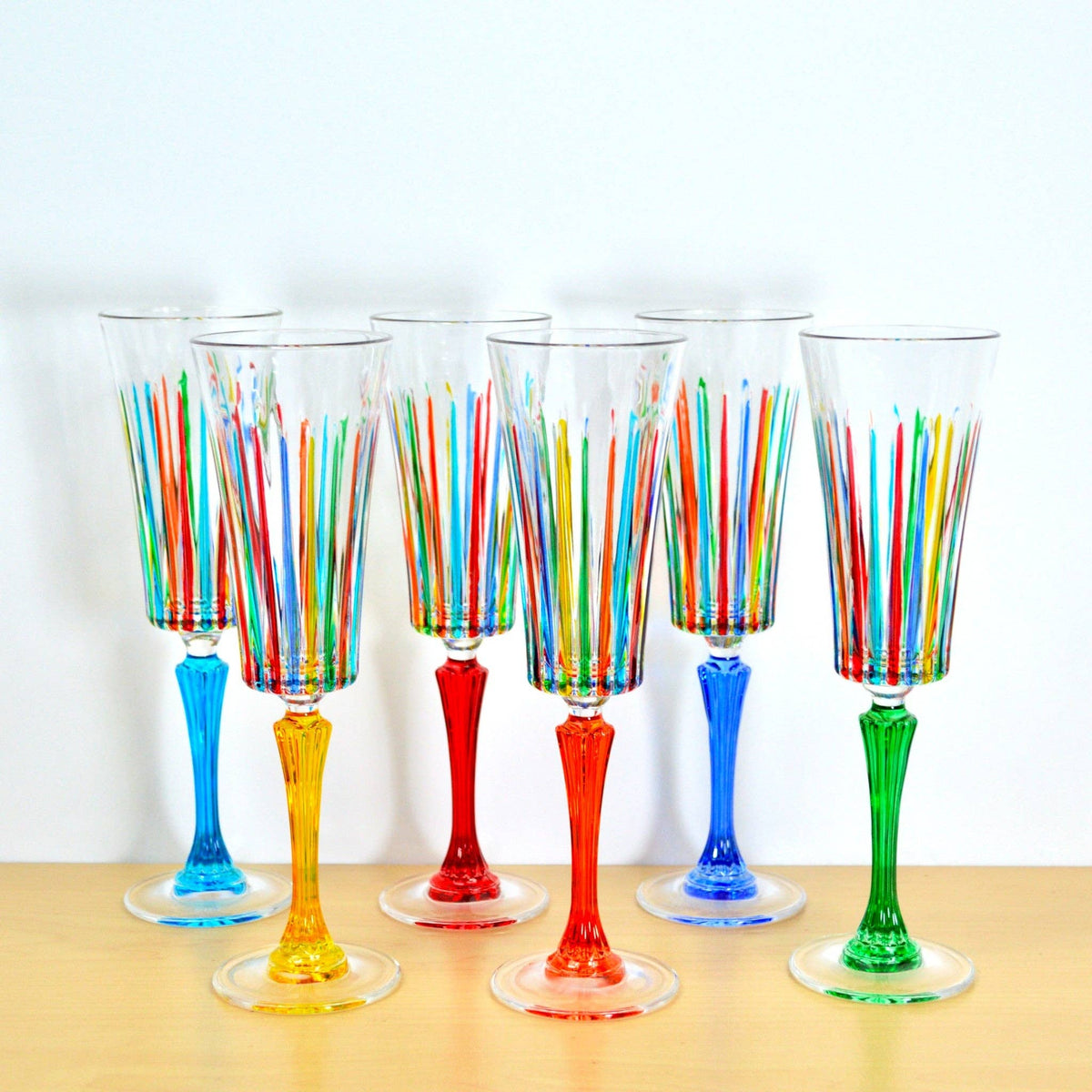 Timeless Champagne Glasses, Hand-Painted Italian Crystal | Made in Venice