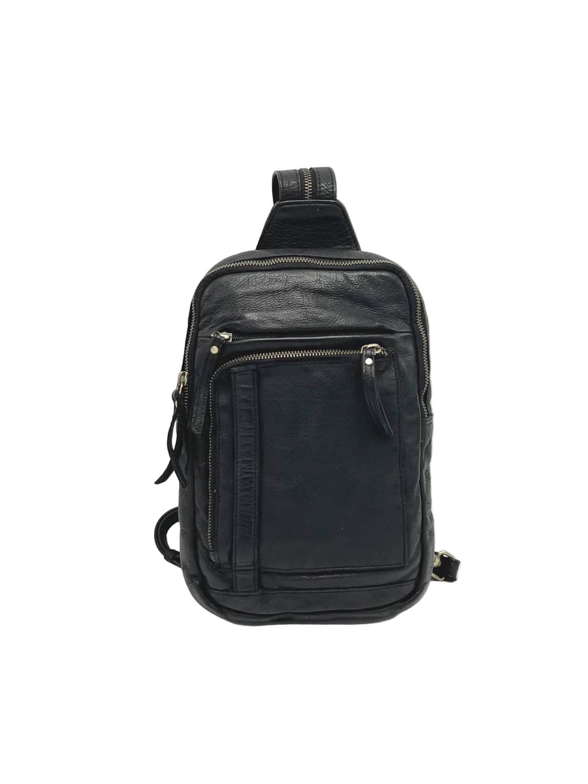 Men's Genuine Leather Convertible Backpack Crossbody Bag | Made in Italy