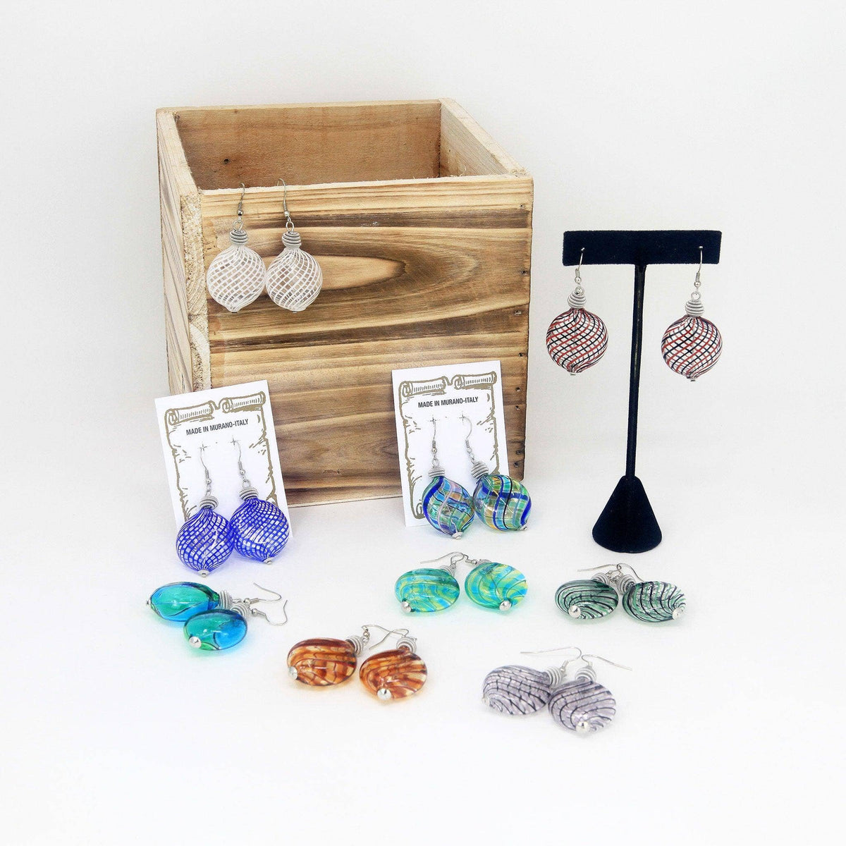 Murano Glass Penny Bead Earrings, Assorted Colors | Made in Venice