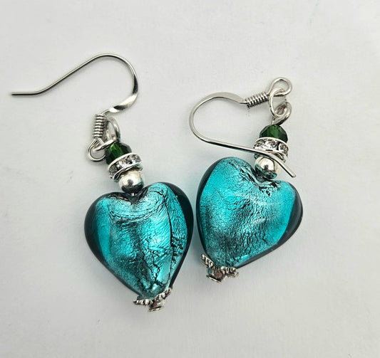 Heart Murano Glass Hanging Earring - Assorted Colors | Made in Venice