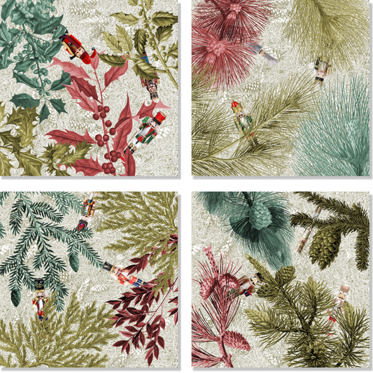 Nutcracker Linen Christmas Napkins, Set of 4 | Made in Sicily