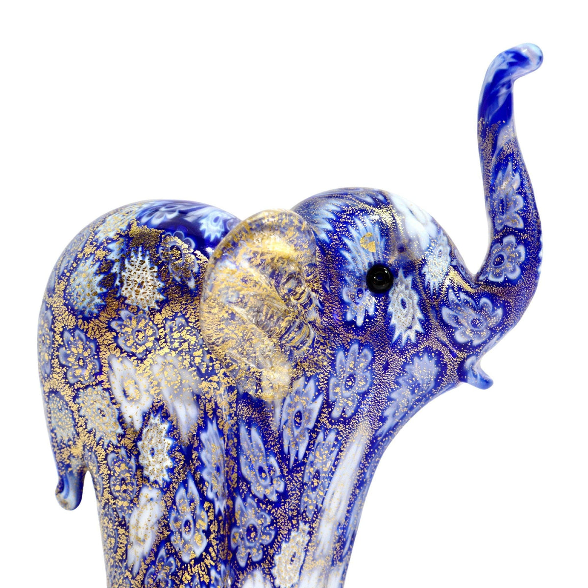 Murano Glass Elephant Figurine, Millefiori with 24k Gold | Made in Venice