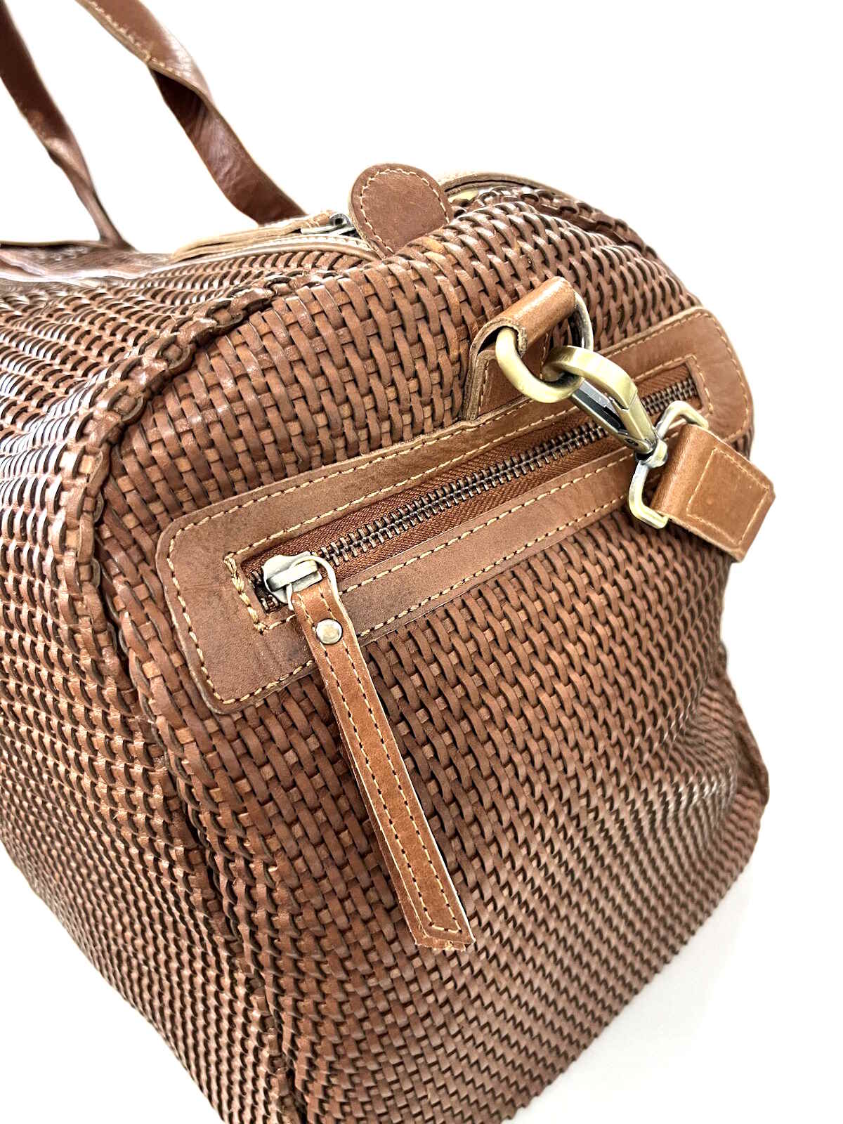 Men's Genuine Leather Woven Weekender Bag | Made in Tuscany