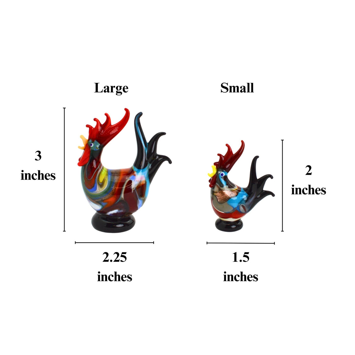 Marbled Murano Glass Rooster, Figurine | Made in Veneto