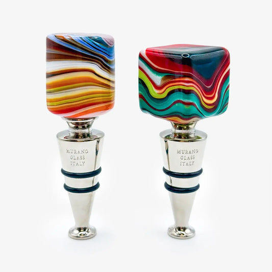 Murano Glass Wine Stopper, Multicolor Swirl | Made in Veneto