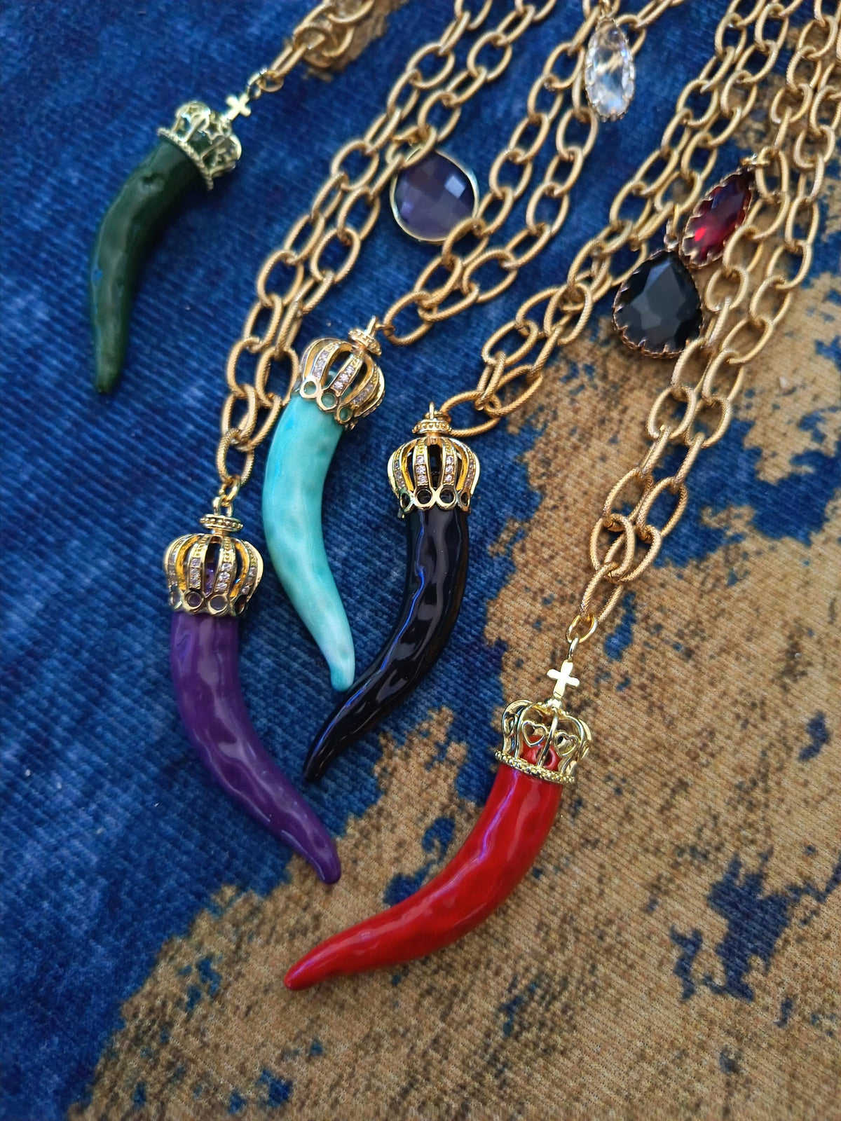 Women's ceramic horn necklaces Red | Made in Lazio