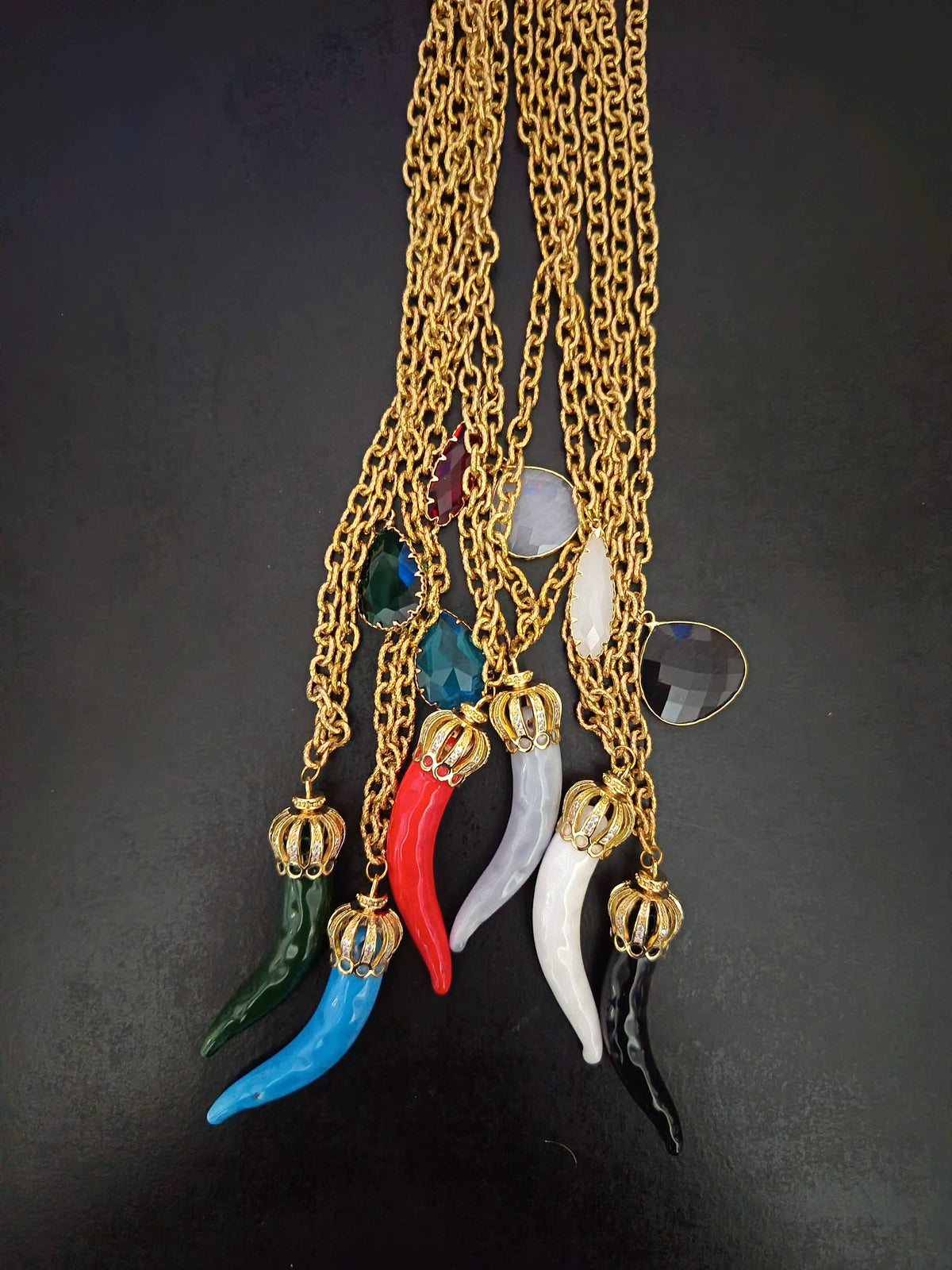 Women's ceramic horn necklaces Red | Made in Lazio