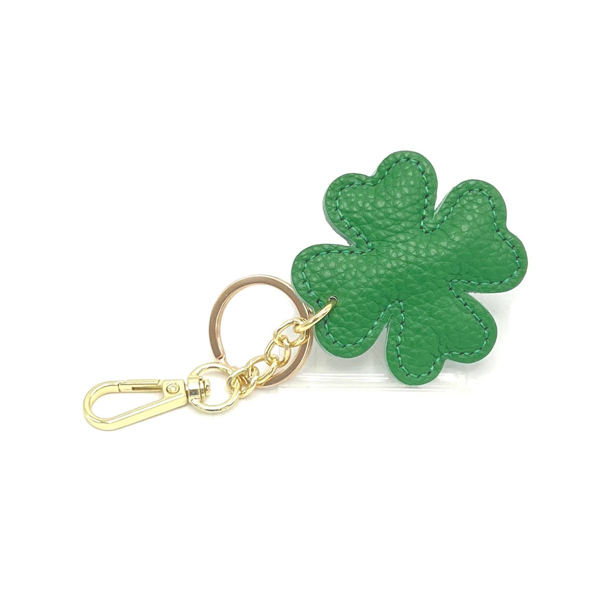 Genuine leather key chain, Lucky leaf, art. PO04 | Made in Italy