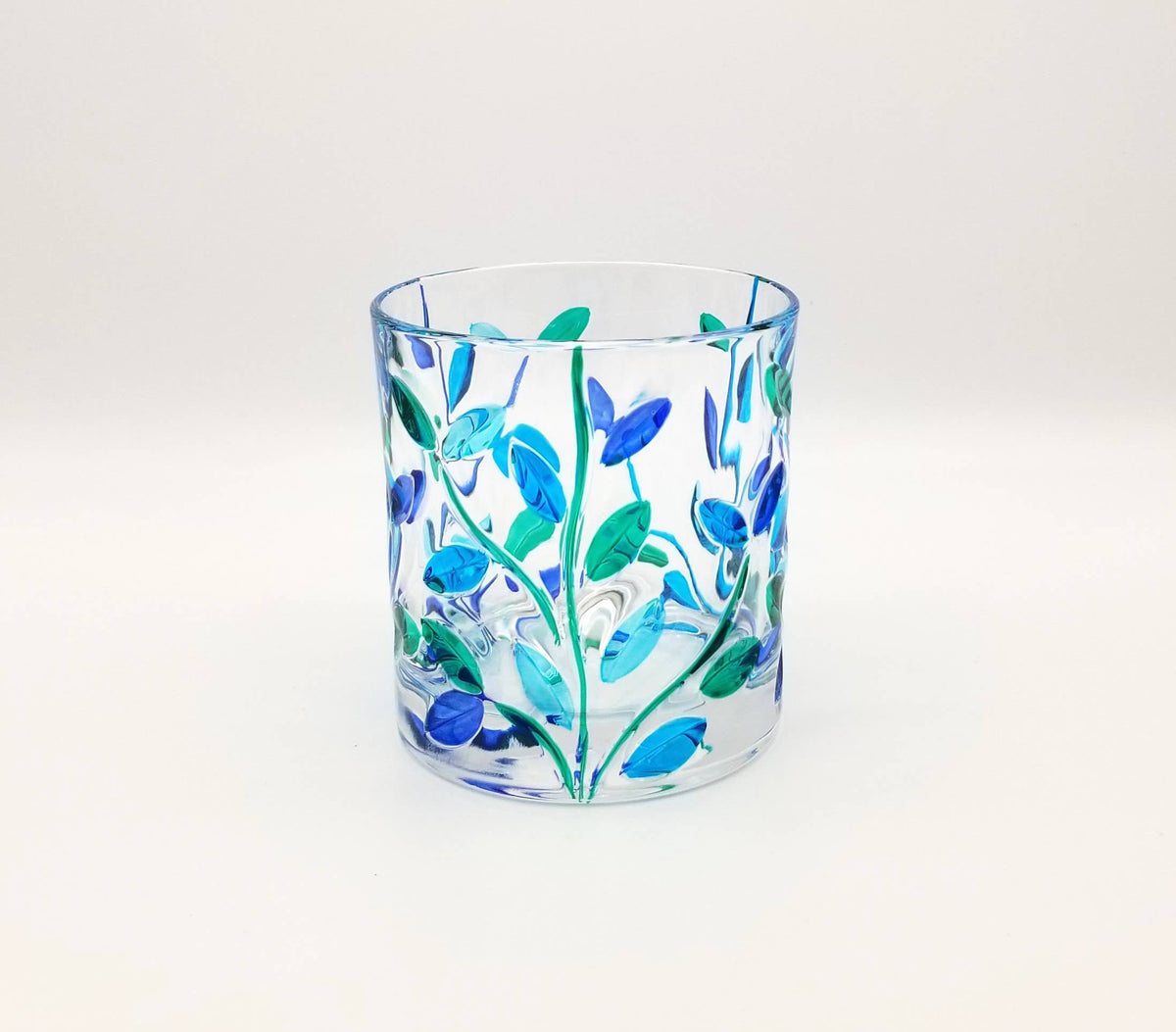 Tree of Life Aqua Whiskey Rocks Glass - Venetian Glass | Made in Veneto