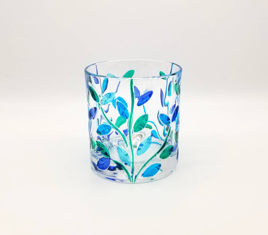 Tree of Life Aqua Whiskey Rocks Glass - Venetian Glass | Made in Veneto