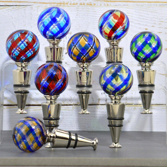 Murano Glass Wine Stoppers, Filigrana | Made in Veneto