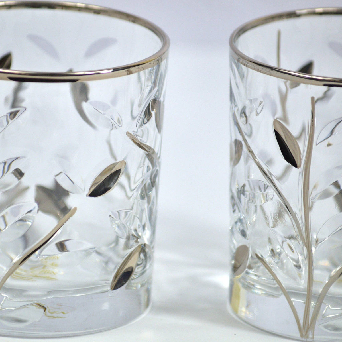 Flowervine Short Drink Glasses, Italian Crystal with Platinum | Made in Venice