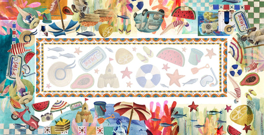 Collage Cotton Satin Tablecloth | Made in Sicily