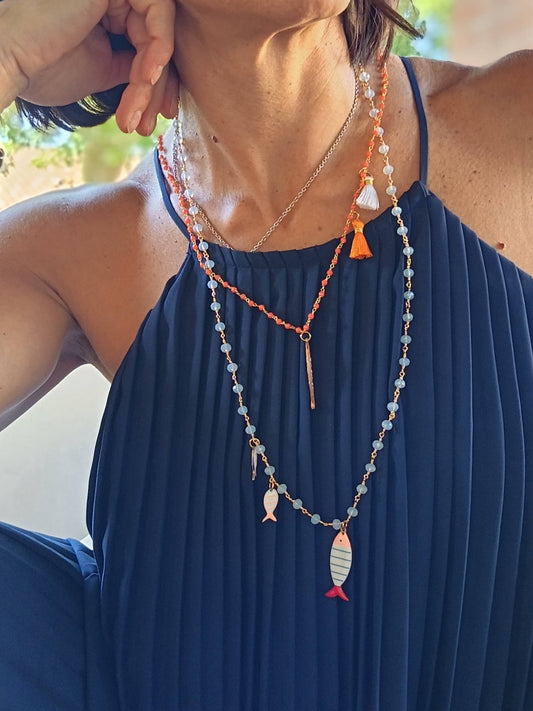 Women's Steel Necklace with Enamel Fish | Made in Lazio