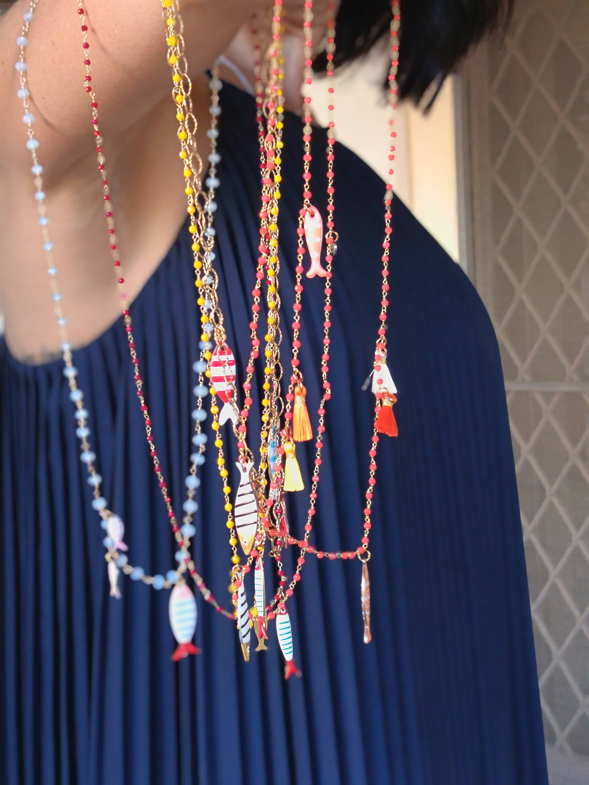 Women's Steel Necklace with Enamel Fish | Made in Lazio
