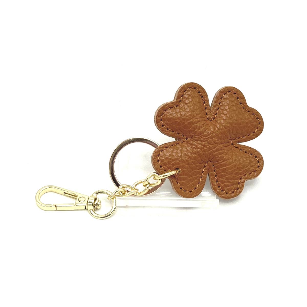 Genuine leather key chain, Lucky leaf, art. PO04 | Made in Italy