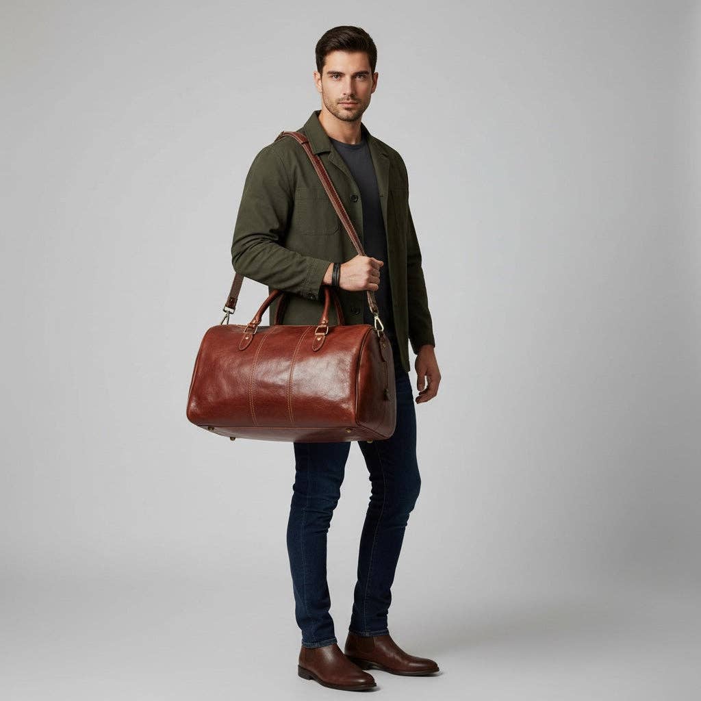 Modarno Leather Travel Duffel for Men and Women | Made in Tuscany