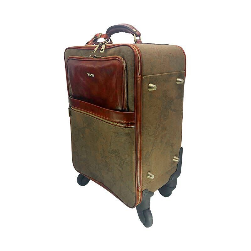 Hand buffered leather and canvas trolley | Made in Italy