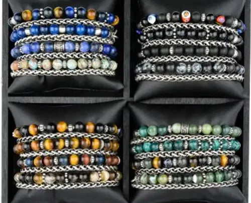 Double round bracelets or necklace in stones and steel | Made in Lazio